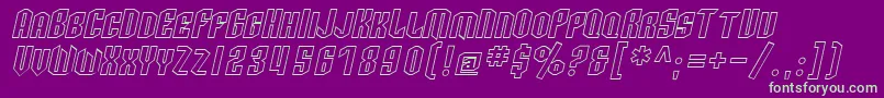 SF Archery Black SC Outline Oblique Font – Green Fonts on Purple Background