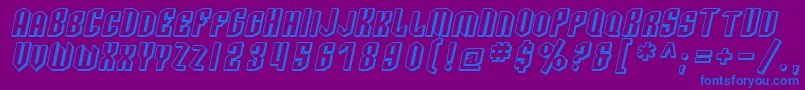 SF Archery Black SC Shaded Oblique Font – Blue Fonts on Purple Background