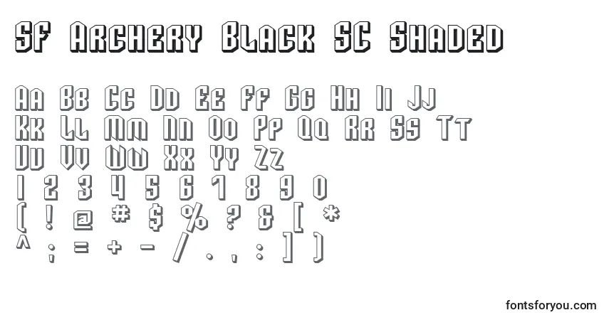 Шрифт SF Archery Black SC Shaded – алфавит, цифры, специальные символы