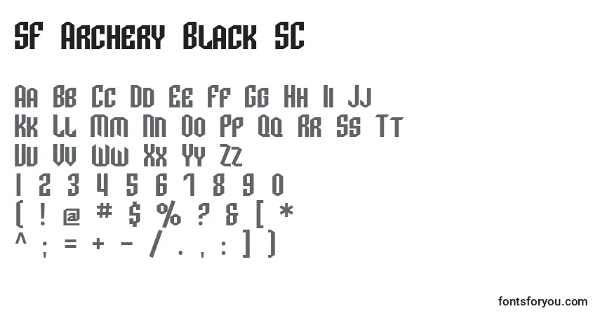 Czcionka SF Archery Black SC – alfabet, cyfry, specjalne znaki