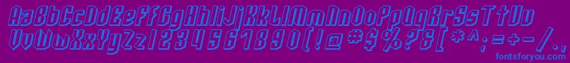 SF Archery Black Shaded Oblique-Schriftart – Blaue Schriften auf violettem Hintergrund