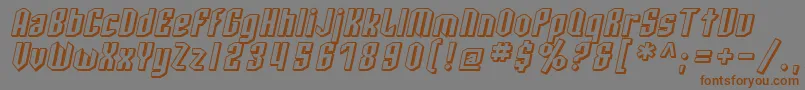 フォントSF Archery Black Shaded Oblique – 茶色の文字が灰色の背景にあります。