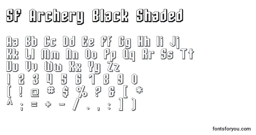 A fonte SF Archery Black Shaded – alfabeto, números, caracteres especiais