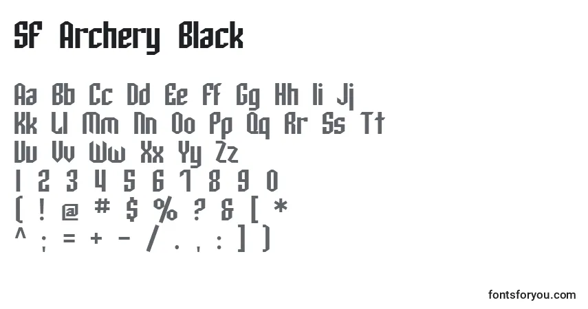 Schriftart SF Archery Black – Alphabet, Zahlen, spezielle Symbole