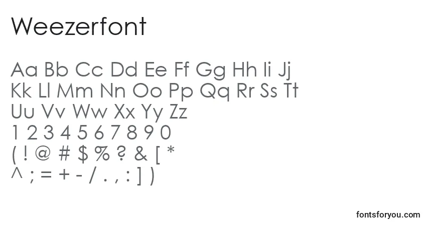 A fonte Weezerfont – alfabeto, números, caracteres especiais