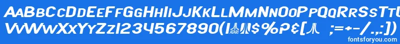 SF Atarian System Extended Bold Italic-fontti – valkoiset fontit sinisellä taustalla