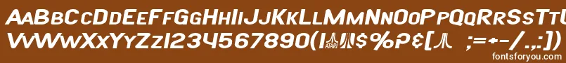 Czcionka SF Atarian System Extended Bold Italic – białe czcionki na brązowym tle