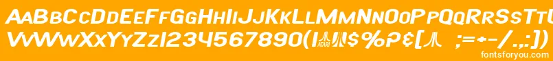 Lisätietoja SF Atarian System Extended Bold Italic-fontista SF Atarian System Extended Bold Italic-fontti – valkoiset fontit oranssilla taustalla