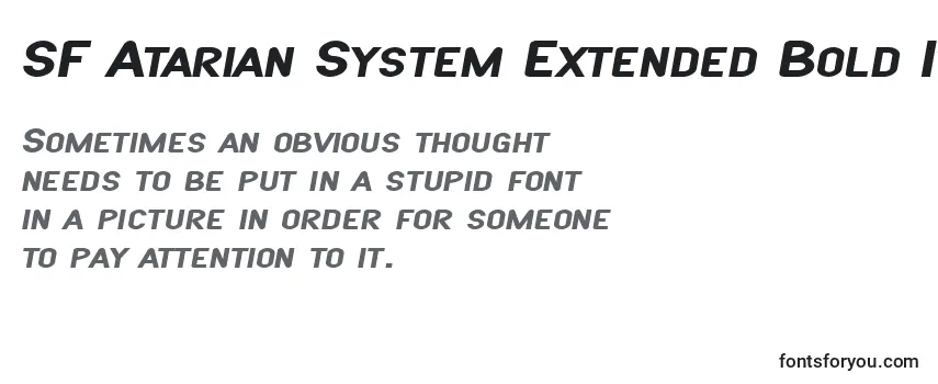Überblick über die Schriftart SF Atarian System Extended Bold Italic