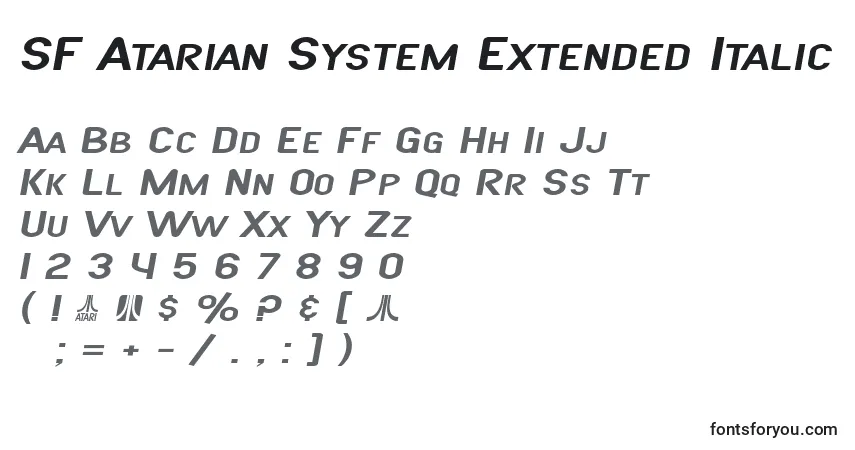 A fonte SF Atarian System Extended Italic – alfabeto, números, caracteres especiais