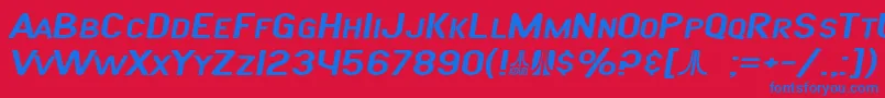 Fonte SF Atarian System Extended Italic – fontes azuis em um fundo vermelho