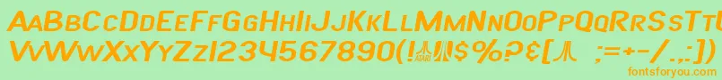 Fonte SF Atarian System Extended Italic – fontes laranjas em um fundo verde