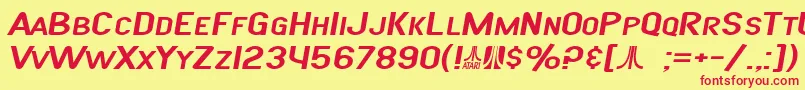 Fonte SF Atarian System Extended Italic – fontes vermelhas em um fundo amarelo