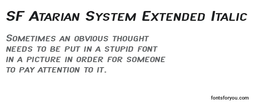 Überblick über die Schriftart SF Atarian System Extended Italic