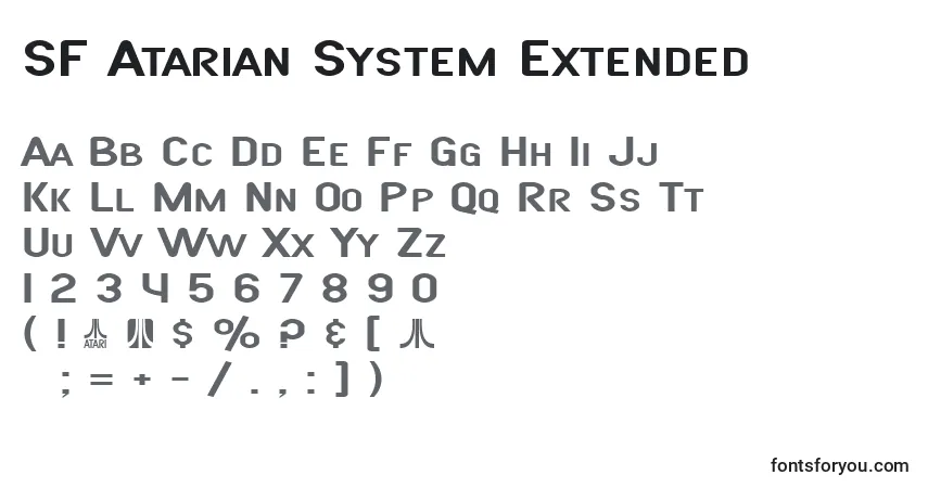 A fonte SF Atarian System Extended – alfabeto, números, caracteres especiais