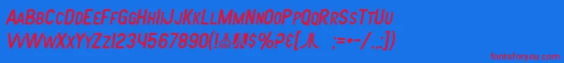 SF Atarian System Italic-Schriftart – Rote Schriften auf blauem Hintergrund