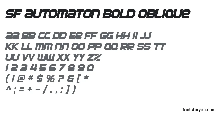 Шрифт SF Automaton Bold Oblique – алфавит, цифры, специальные символы