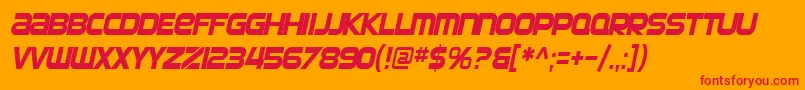 Czcionka SF Automaton Condensed Oblique – czerwone czcionki na pomarańczowym tle