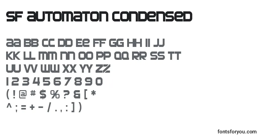 Czcionka SF Automaton Condensed – alfabet, cyfry, specjalne znaki
