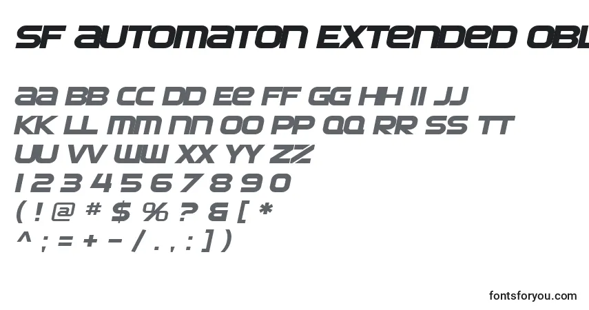 Шрифт SF Automaton Extended Oblique – алфавит, цифры, специальные символы