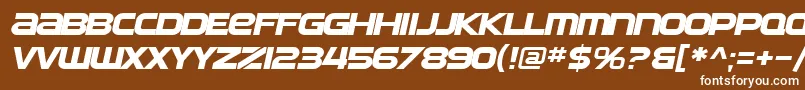 Шрифт SF Automaton Extended Oblique – белые шрифты на коричневом фоне