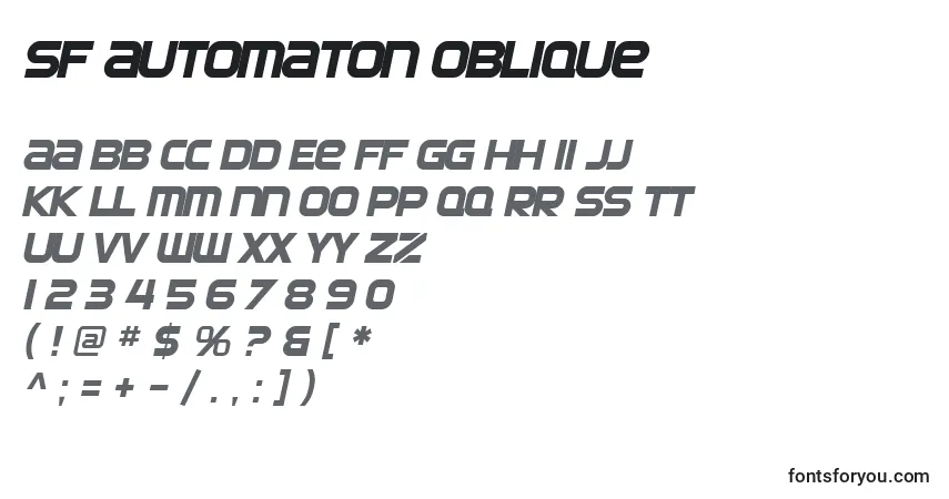 Schriftart SF Automaton Oblique – Alphabet, Zahlen, spezielle Symbole