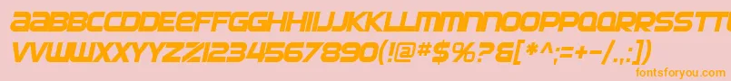 SF Automaton Oblique Font – Orange Fonts on Pink Background