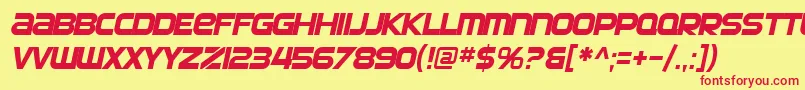 SF Automaton Oblique Font – Red Fonts on Yellow Background