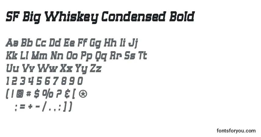 A fonte SF Big Whiskey Condensed Bold – alfabeto, números, caracteres especiais