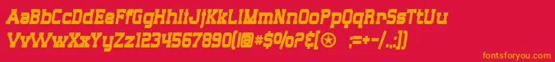 フォントSF Big Whiskey Condensed Bold – 赤い背景にオレンジの文字