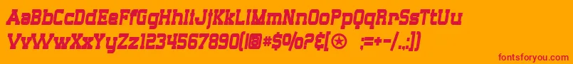フォントSF Big Whiskey Condensed Bold – オレンジの背景に赤い文字