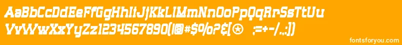 SF Big Whiskey Condensed Bold-Schriftart – Weiße Schriften auf orangefarbenem Hintergrund
