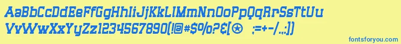 SF Big Whiskey Condensed Font – Blue Fonts on Yellow Background