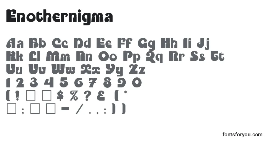 Czcionka Enothernigma – alfabet, cyfry, specjalne znaki