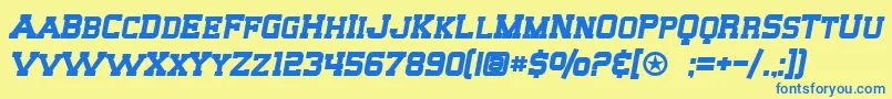 Czcionka SF Big Whiskey SC Bold – niebieskie czcionki na żółtym tle
