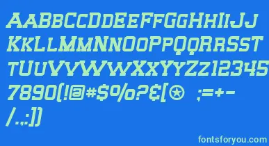 SF Big Whiskey SC font – Green Fonts On Blue Background