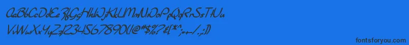 フォントSF Burlington Script Bold Italic – 黒い文字の青い背景