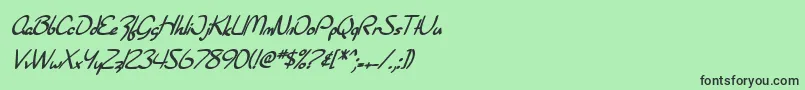 フォントSF Burlington Script Bold Italic – 緑の背景に黒い文字