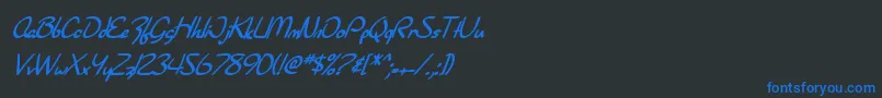フォントSF Burlington Script Bold Italic – 黒い背景に青い文字