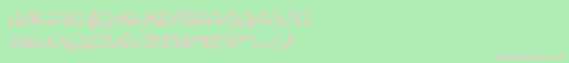 Fonte SF Burlington Script Bold Italic – fontes rosa em um fundo verde