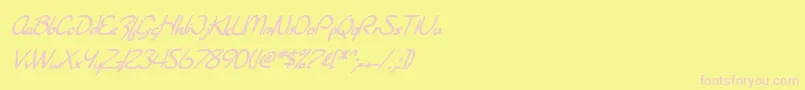 Fonte SF Burlington Script Bold Italic – fontes rosa em um fundo amarelo