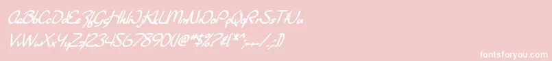 フォントSF Burlington Script Bold Italic – ピンクの背景に白い文字
