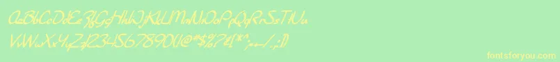 Fonte SF Burlington Script Bold Italic – fontes amarelas em um fundo verde