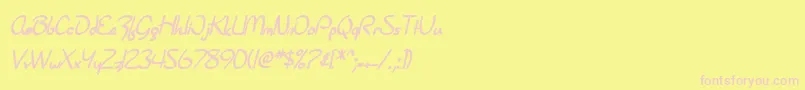 フォントSF Burlington Script Bold – ピンクのフォント、黄色の背景