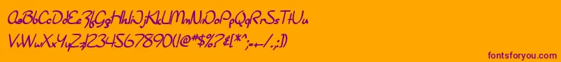 SF Burlington Script Bold-fontti – violetit fontit oranssilla taustalla