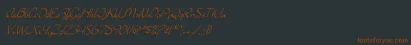 SF Burlington Script Italic-Schriftart – Braune Schriften auf schwarzem Hintergrund