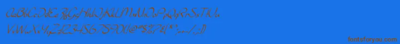 SF Burlington Script Italic-Schriftart – Braune Schriften auf blauem Hintergrund