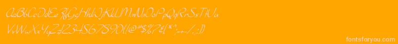 SF Burlington Script Italic-Schriftart – Rosa Schriften auf orangefarbenem Hintergrund