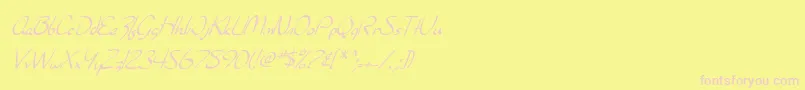 SF Burlington Script Italic-Schriftart – Rosa Schriften auf gelbem Hintergrund