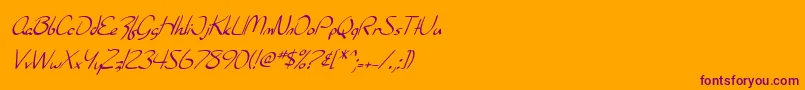 SF Burlington Script Italic-fontti – violetit fontit oranssilla taustalla